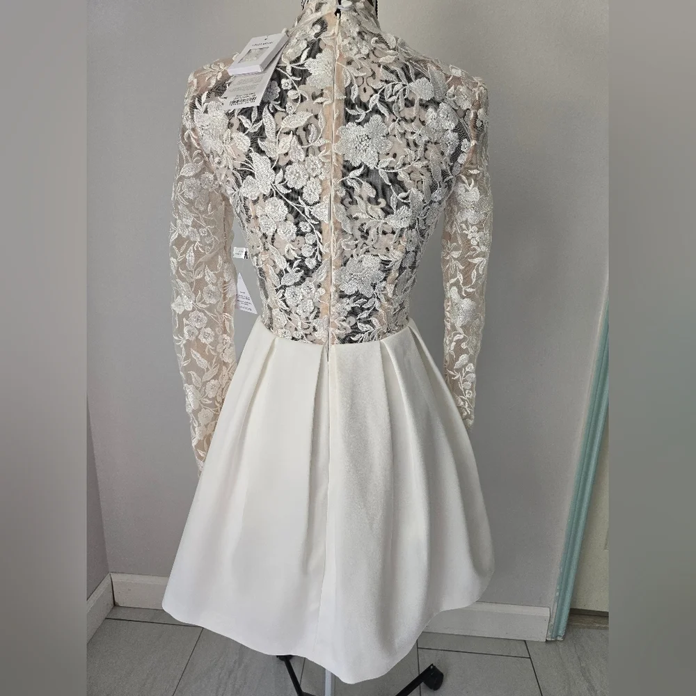 Nadine Merabi Pippa White Dress Size 2(XS) Sheer Top Lace Beaded New. - Picture 5 of 16
